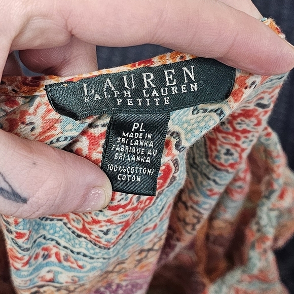 RALPH LAUREN | 100% COTTON BOHO SEMI-SHEER BLOUSE - Picture 13 of 15